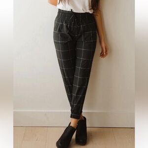 Albion Fit Destination Joggers. Size Small. Hazy blue with white check.